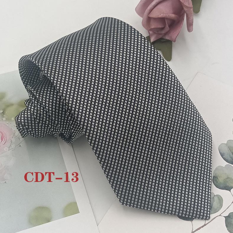 Handmade Men's 8cm Black Grey Striped Jacquard Silk Tie