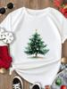 (Asian Size) Tee Merry Christmas New Year Holiday Top Festival Casual Tree Style Cute Women Print Lady Short Sleeve Fashion Graphic T-shirts