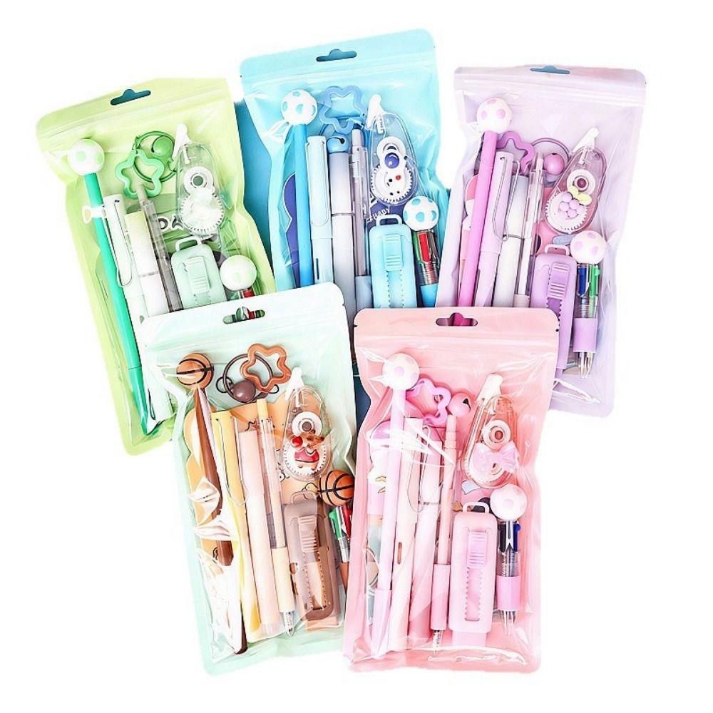 Cartoon School Stationery Set 6 Color Pens Cartoon Stationery Set for Primary School
