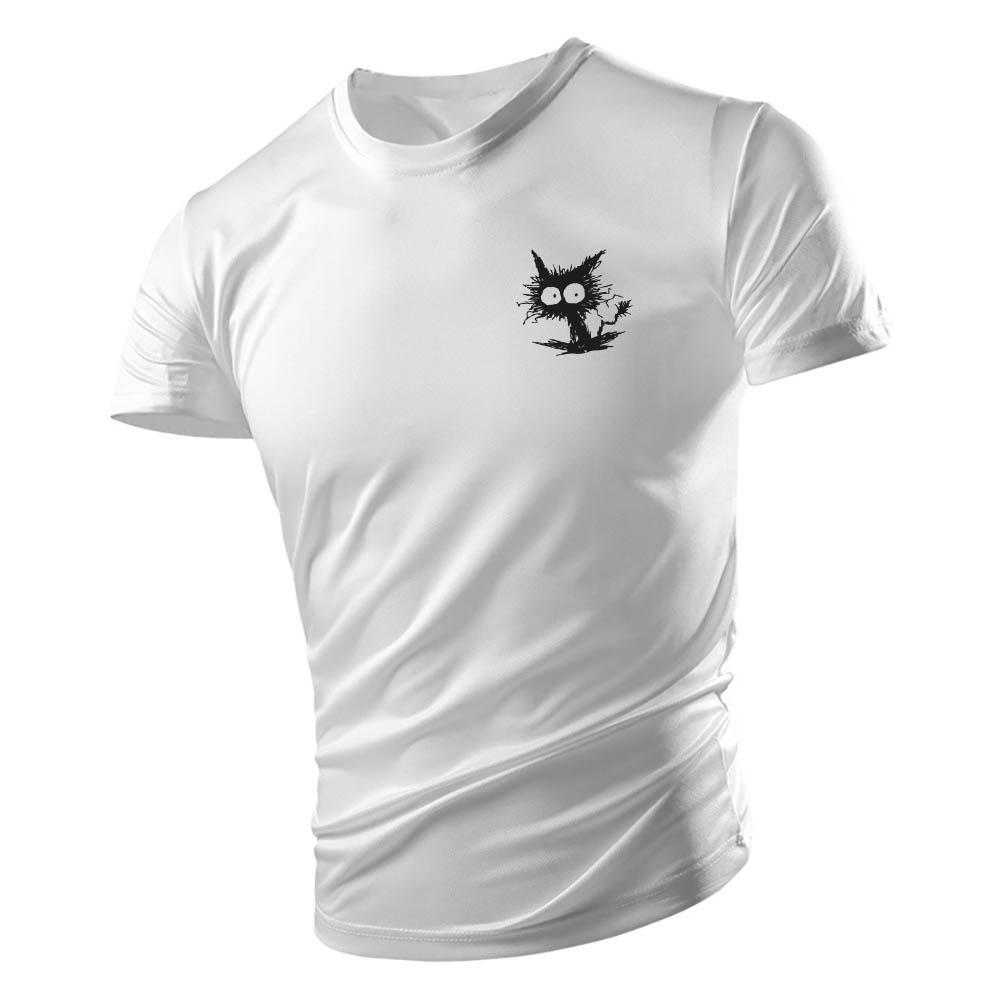 Летний уличный стиль, топ с 2d котенком, новая мужская футболка с круглым вырезом и короткими рукавами, удобный дышащий быстросохнущий топ