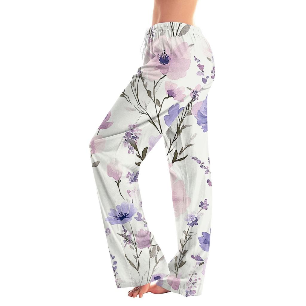 Женские модные свободные повседневные брюки с цветочным принтом