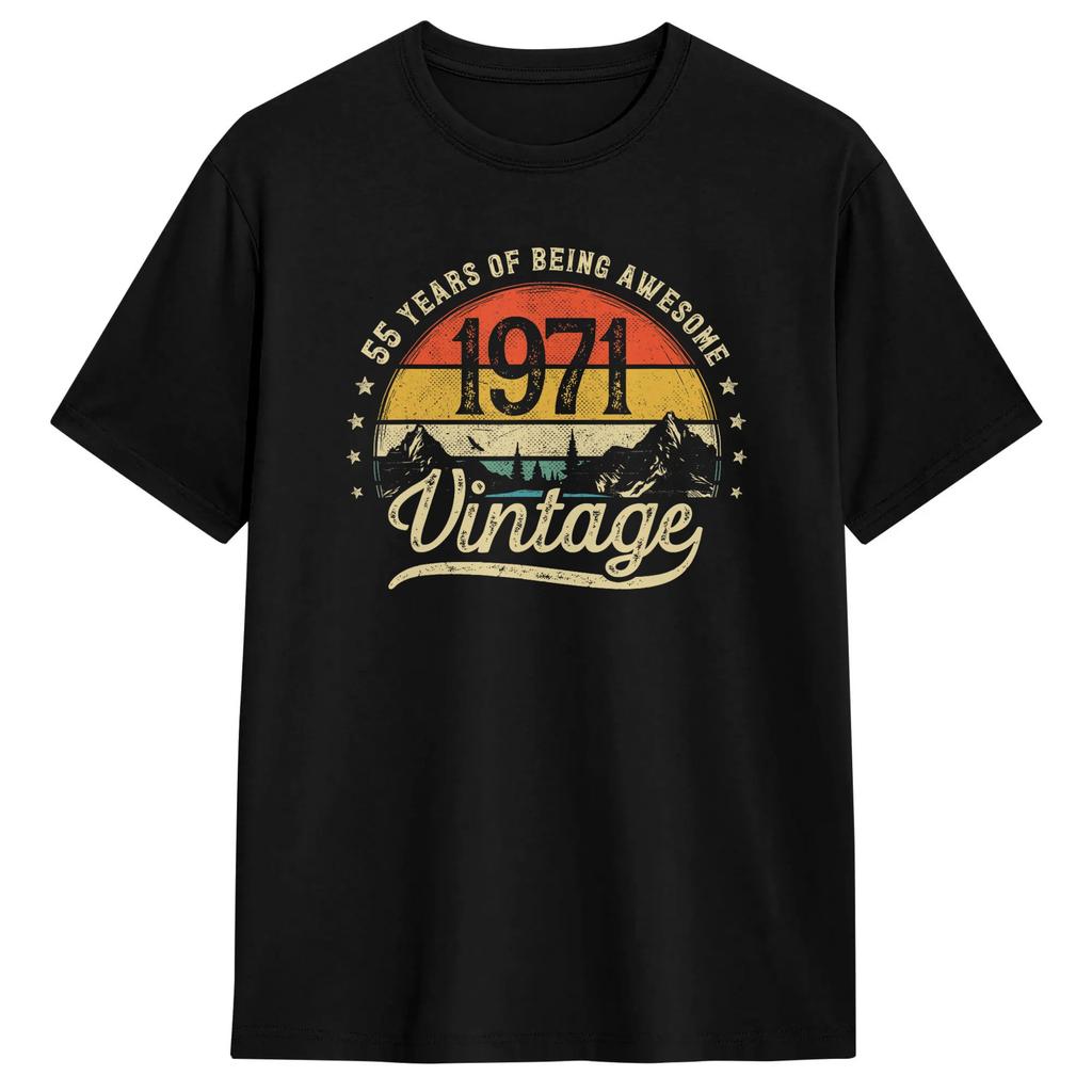 Vintage 1971 55th Birthday Gift T-Shirt Summer Cotton T-Shirts For Popular Casual Tshirt Short-Sleeve Vintage Tees
