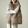 Women's Winter Hooded Casual Warm Vest Loose Simple Double Zipper Jacket
