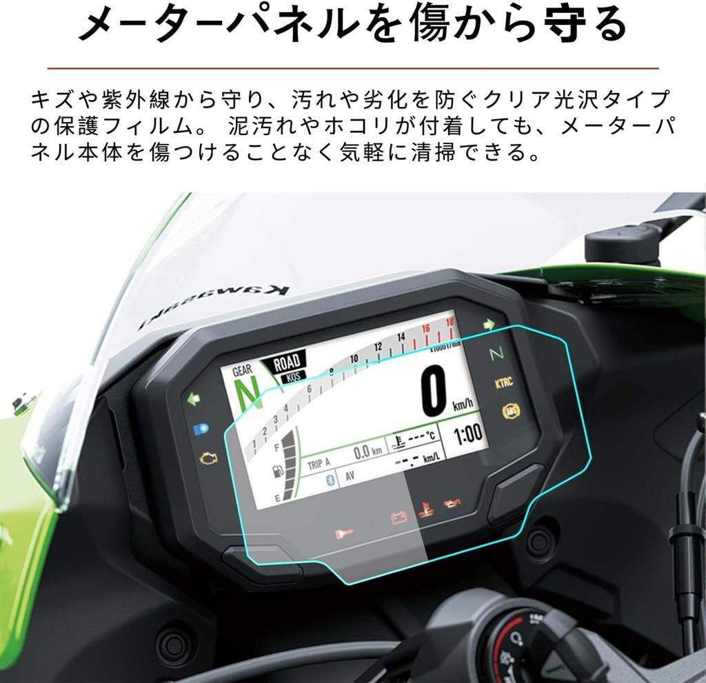 Motokano Пленка для приборной панели для ZX-25R/SE (2023~), ZX-4R/SE, ZX-4RR (2024~), ZX-6R (2024~), и ZX-10R (2021~) - Защитная пленка для приборной панели, набор из 2 штук