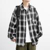 New Japanese Mid-length Shirt for Spring for Men's Fashion Trend Casual Plaid Shirt