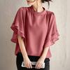 ZANZEA Women Casual Round Neck Loose Summer Ruffles Short Sleeve Blouse