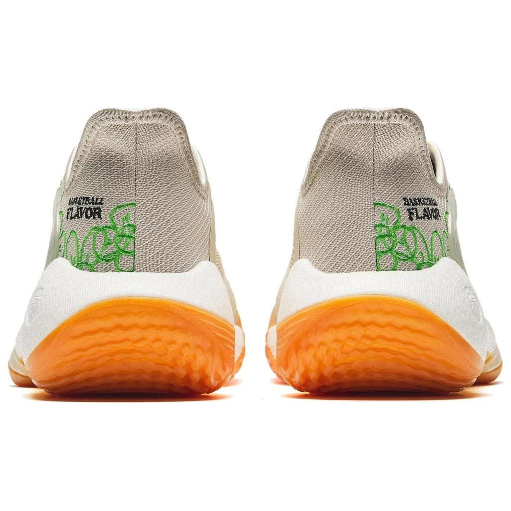 Anta 3 Point Rain 2 Cushioning Slip Resistant Low top Basketball Shoes Men's Beige Orange Green (Unisex) Basketball Shoes 912431102 4
