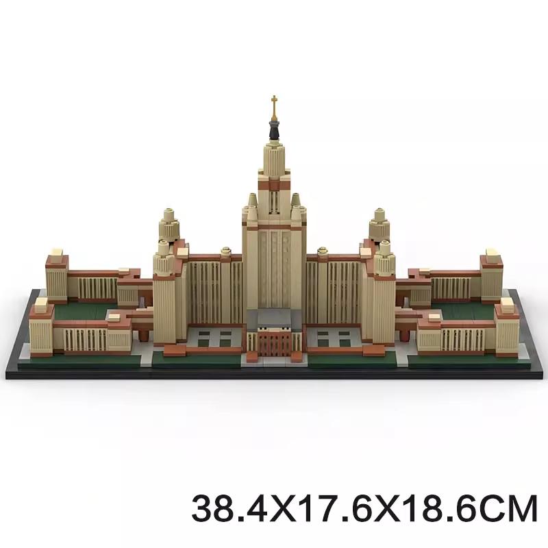 Нетоксичный Moc Московский Государственный Университет Городской Пейзаж Архитектура Уличный Вид Серия Сборка Высокая Сложность Строительный Блок Модель Набор Мужской