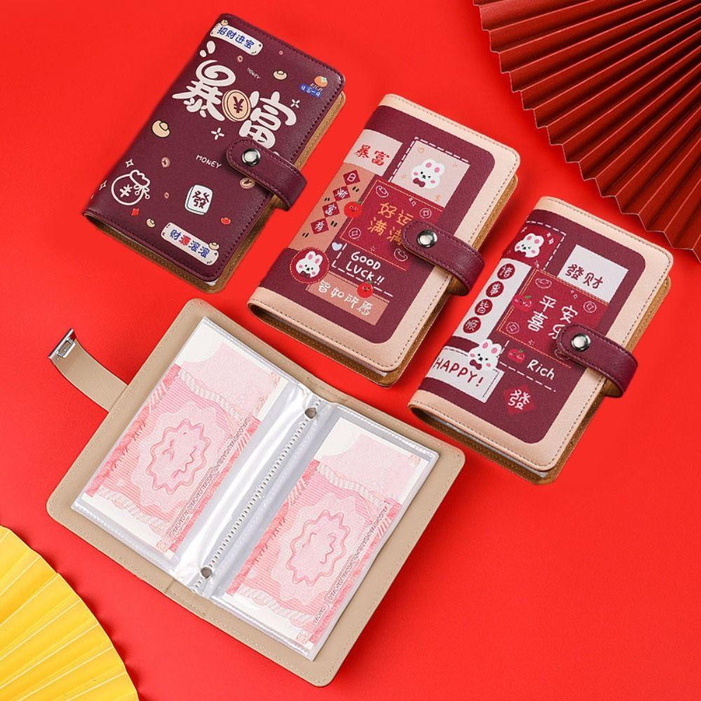 Portable Saving Money Binder PU Leather Account Book Cash Budget Binder New Year's Gift