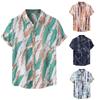 Men's Summer Floral Printed Cotton Linen Beach Short Sleeve Shirt Lapel Casual Shirt