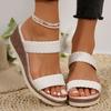 Women's Sandals Bohemia Heels Sandals for Summer Wedges Heeled Shoes Women Slippers Summer Shoes Woman 2025 Footwear Sandalias