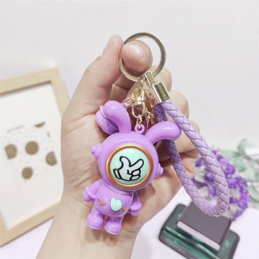 Funny Finger-guessing Game Keychain Creative Rabbit Pendant Face-changing Keyring  Backpack Decor