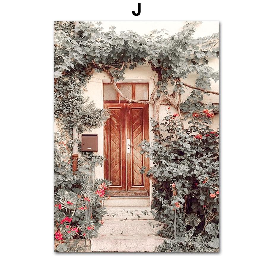 Ретро город цветок вид на улицу автомобиль мото велосипед подоконник настенные постеры художественная живопись на холсте и принты картина для декора гостиной