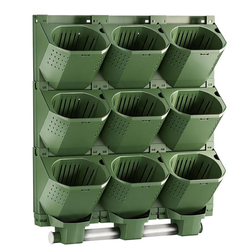 Large Multi-Layer Vertical Green Wall Planter with Hanging Flower Trough