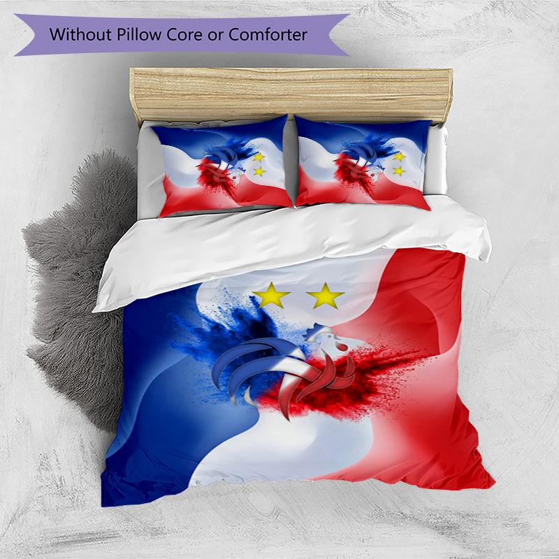 France Football Printed Bedding 3 Piece Set Cozy Breathable Bed Cover Set as Housewarming Holiday Gift