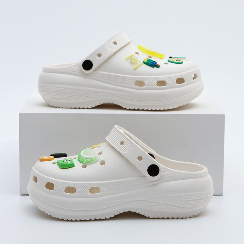 Женские сандалии на толстой подошве с отверстиями, новинка лета, увеличивающие рост, пляжные, для моря, сумка-голова, полушлепанцы женские