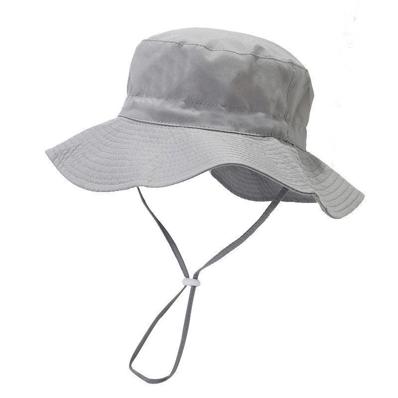New Solid Color Kids' Bucket Hat with Windproof Rope: Breathable, Foldable, and Sun-Protective for Summer
