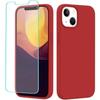 Case - for iPhone - 13 Mini - Red - TPU - Ultra Slim - 2 Tempered Glasses
