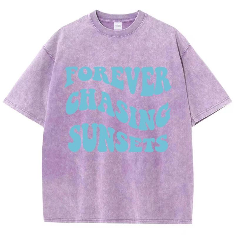 Футболки с принтом Forever Chasin Sunset Homme Chic с круглым вырезом, дизайн одежды S-Xxxl, повседневная футболка для пожилых людей с коротким рукавом