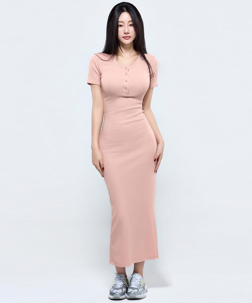 Pijikeolgameoncheu P5087 Платье с коротким рукавом, облегающее, с вырезами [4 цвета]