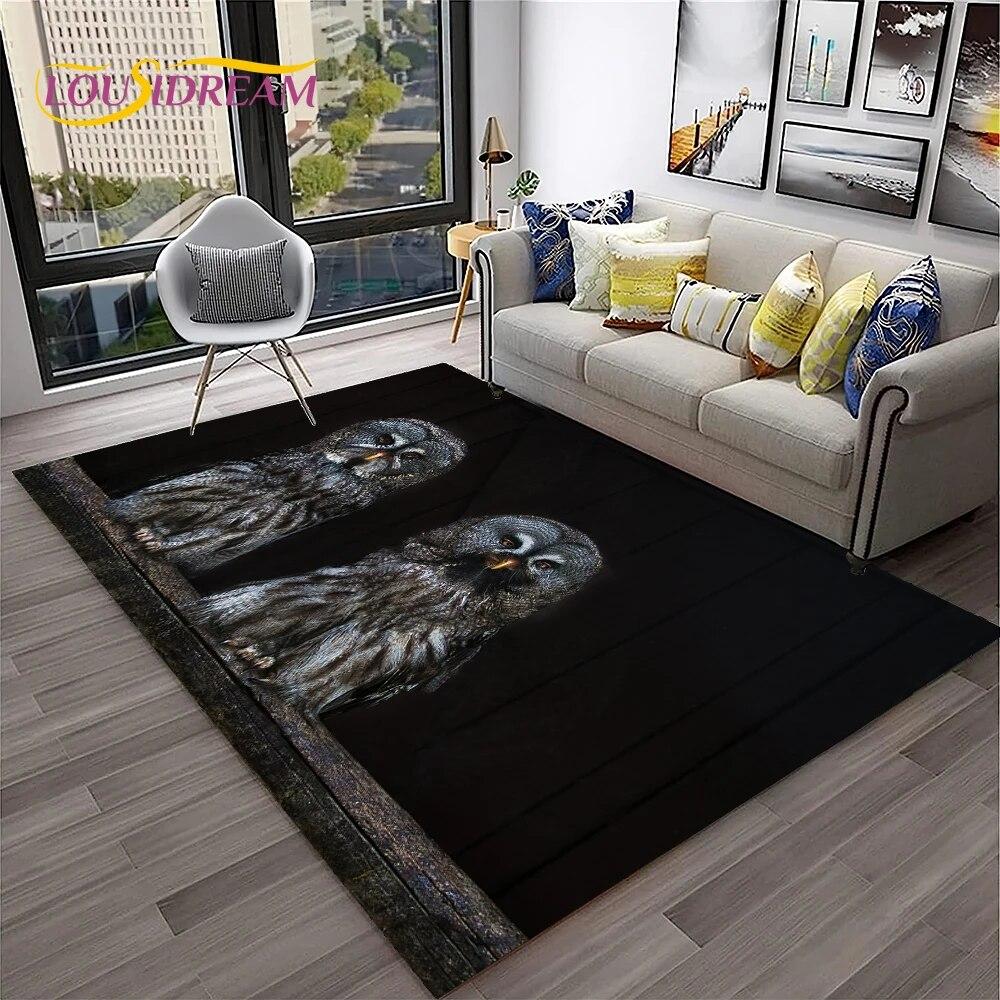 3D Cartoon Cute Owl Series Carpet Rug for Home Living Room Bedroom Sofa Kitchen Doormat Decor,Child Area Rug Non-slip Floor Mat