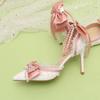 Мода Мода Лолита Жемчужный браслет Кружево Розовый Бант Босоножки на высоком каблуке Милая Девушка Банкет Свадьба Невеста Подружка невесты Туфли на высоком каблуке