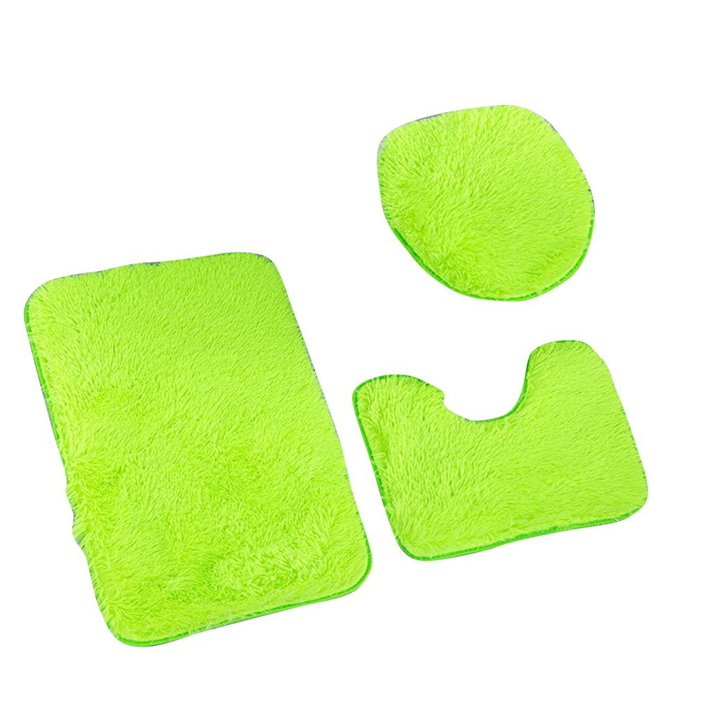 Набор декоративных ковриков для ванной комнаты из 3 предметов: большой плюшевый коврик из синели, коврик и чехол на сиденье унитаза с нескользящей резиновой подложкой