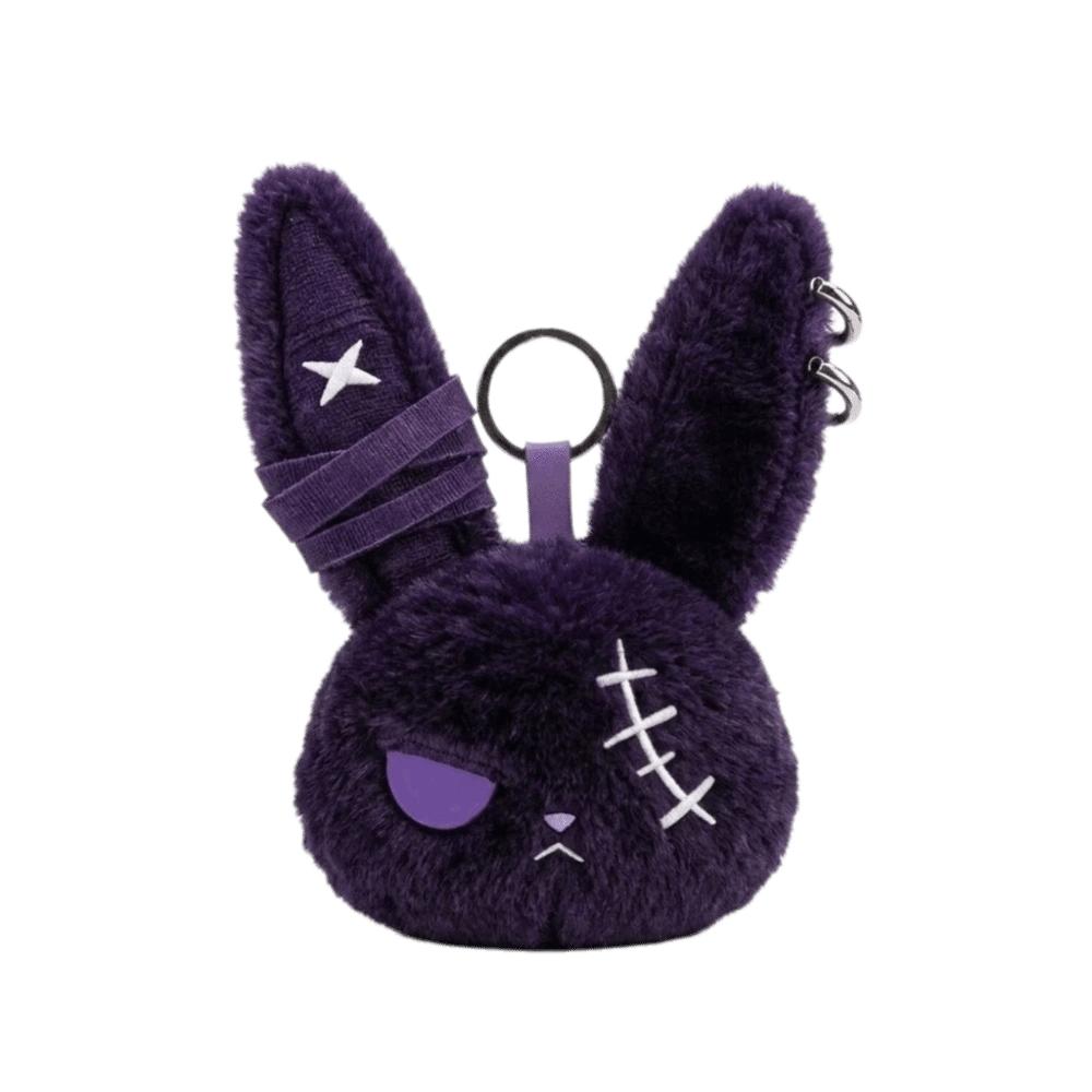 Gothic Wounded Rabbit Keyring Hoop Earrings Cute Furry Bag Pendant  Gift For Women