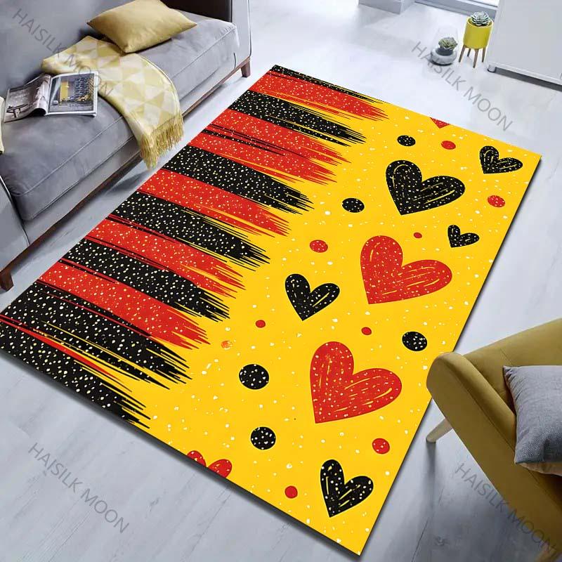 Fashionable Heart-shaped Watercolor Print Carpet for Living Room Bedroom Sofa Doormat Decor Sofa Table Area Rug Non-slip Mat