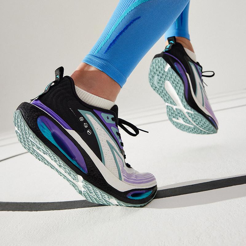 Anta Wormhole Commuting Versatile Running Shoes Fabric Shock Absorption Wear Resistant Low Top Sneakers Men Sneakers Gray Purple 112535543R-6