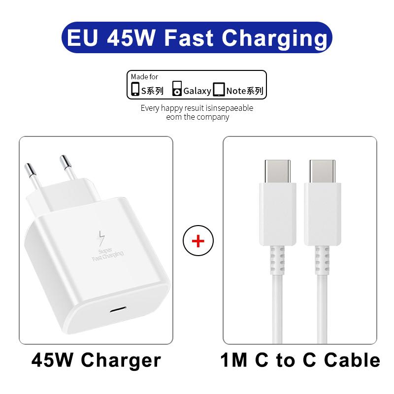 Зарядное устройство 45 Вт MAX Super Fast Charging PD для SAMSUNG Galaxy S20 S21 S22 S23Ultra SAMSUNG Galaxy Note20 10, быстрая зарядка телефона, кабель USB C, зарядное устройство типа C