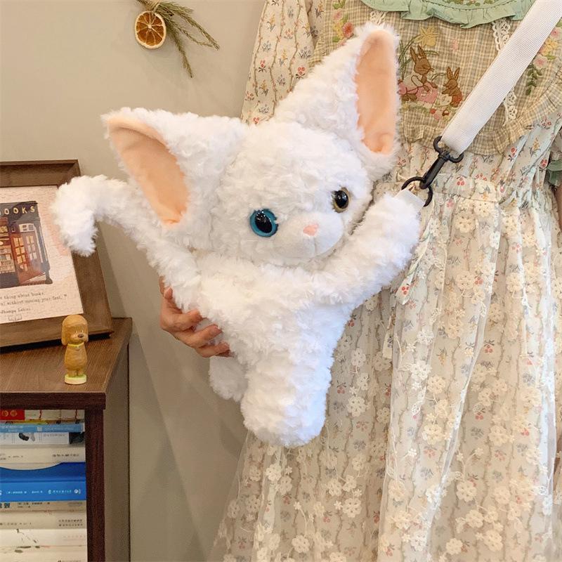 Плюшевая сумка через плечо для котенка породы Германский рекс, черно-белая - Идеальный подарок для девочек