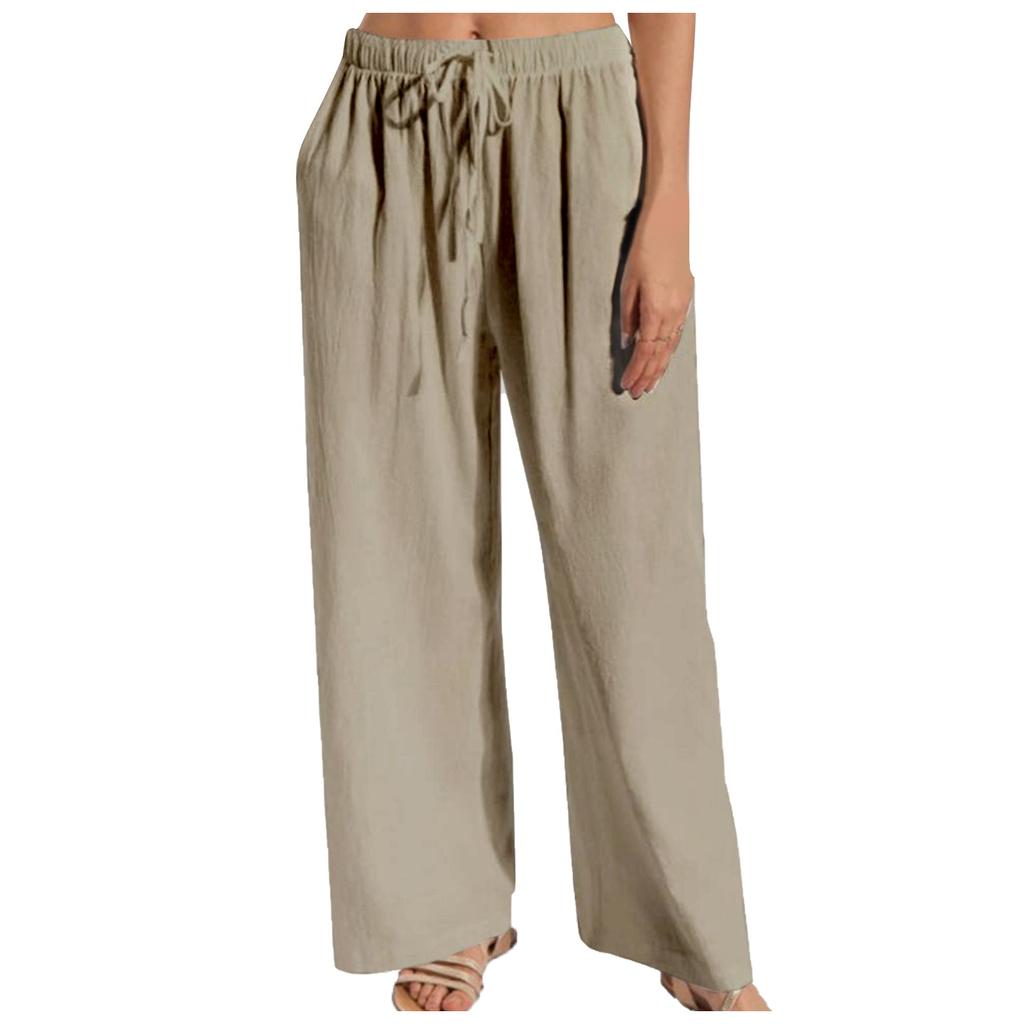 Модные женские однотонные свободные и удобные карманные брюки для отдыха