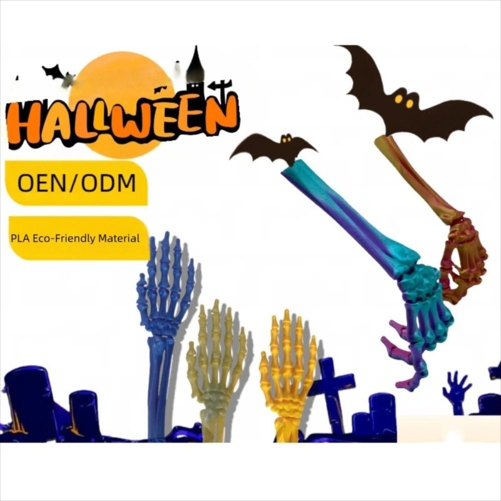 2PCS 7 Colors Simulated Skeleton Palm PLA Halloween Skull Hand Table Ornament
