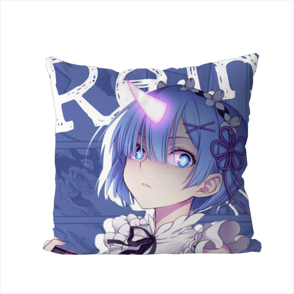 Чехол для подушки ReZero Рем для автомобиля, дивана, декоративный для дома, двусторонний принт, плюшевая квадратная декоративная подушка, чехол