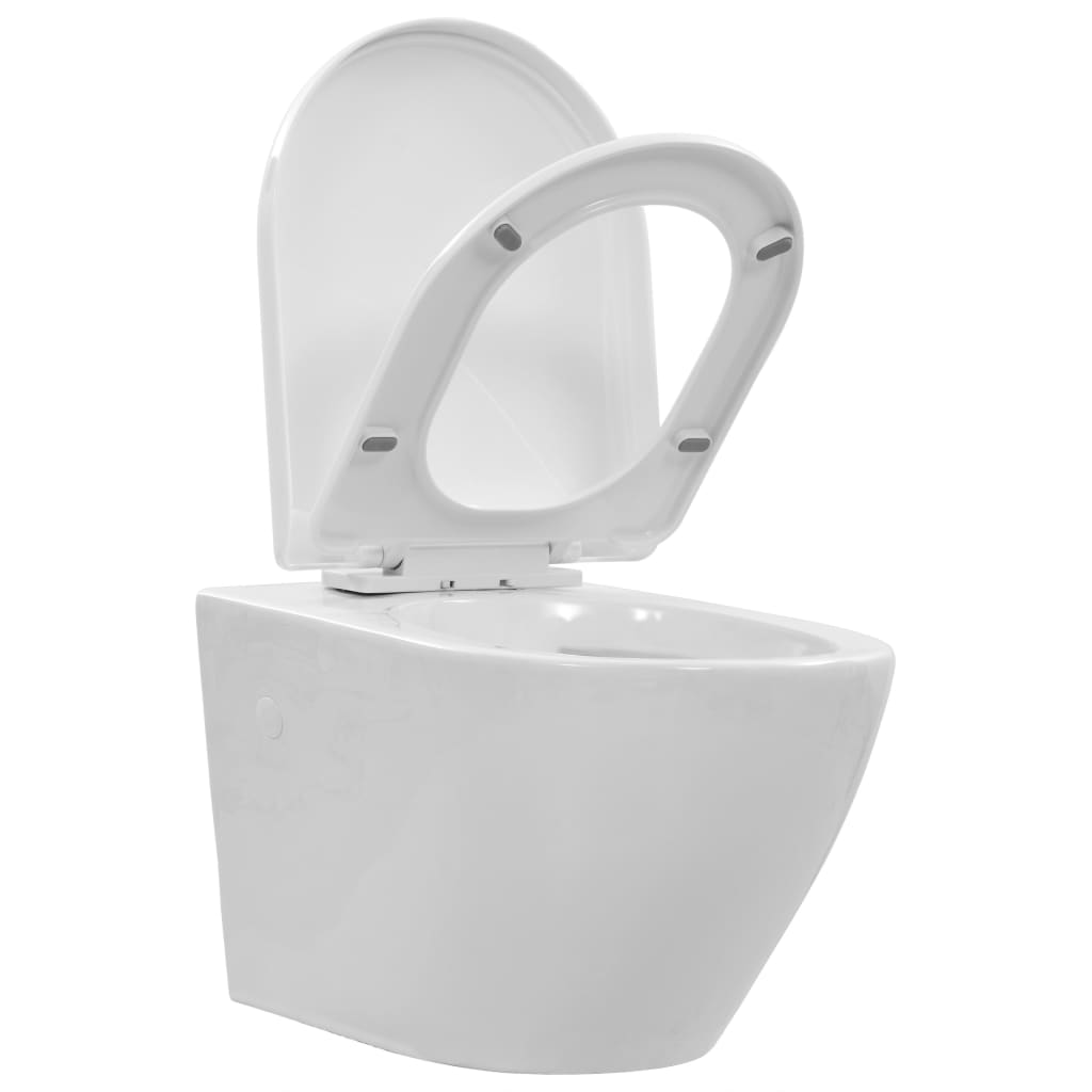 Vidaxl Wisząca Toaleta Bez Kołnierza, Ceramiczna, Biała