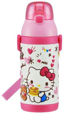 Бутылка для воды из нержавеющей стали 380 мл с трубочкой для питья 3D Hello Kitty Snack Time SSPV4 Детская Sanrio-A