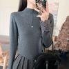 Red Sweater High-end Niche Lace Cuff Patchwork Turtleneck Knitwear Fashion Inner Base Layer Top