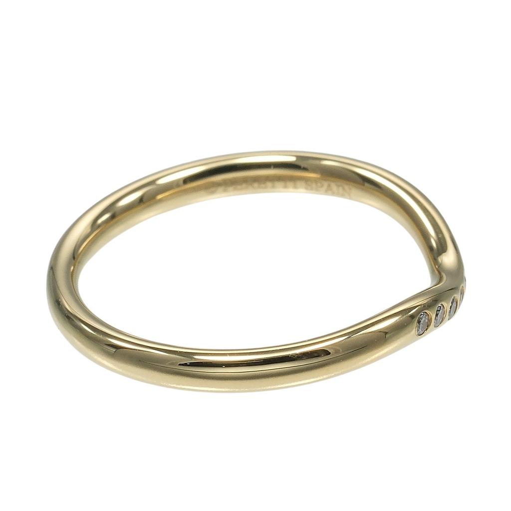 TIFFANY&Co. Curved band Ring K18 yellow gold/9PDiamond #6.0(US Size) 2.53g Women Used
