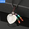 Natural Crystal Heart Pendant Necklace Short Tassel Seven Chakras Necklace Texture Jewelry