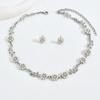 Korean Version Earring Necklace Set Personalized Flower Stamen Inlaid Pearl Zircon Necklace Earrings Women Jewelry Accessories