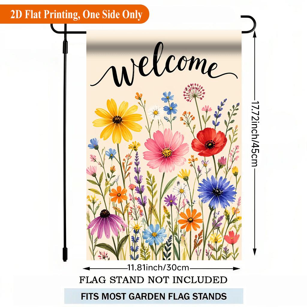 Wildflowers in Vibrant Colors Single Sided Polyester , Garden Flag - Single-Sided, Polyester, Outdoor Yard Decor