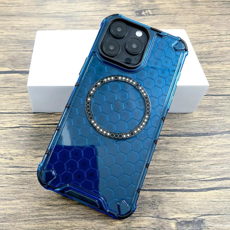 Противоударный бронированный сотовый текстурный чехол для Xiaomi Redmi realme OPPO VIVO Samsung HONOR iPhone Nothing Phone для Magsafe Charge