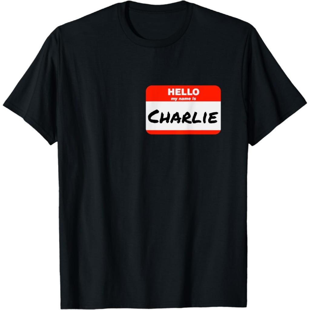 Наклейка-бейджик Charlie Привет, меня зовут Charlie Футболка