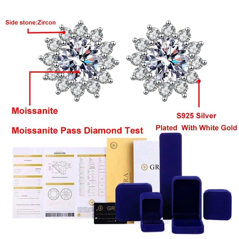 Серьги D цвета 1 карат с муассанитом для женщин и девочек, стерлинговое серебро 925 пробы, сверкающие бриллианты, серьги-гвоздики, свадебные, помолвочные, ювелирные изделия, подарок