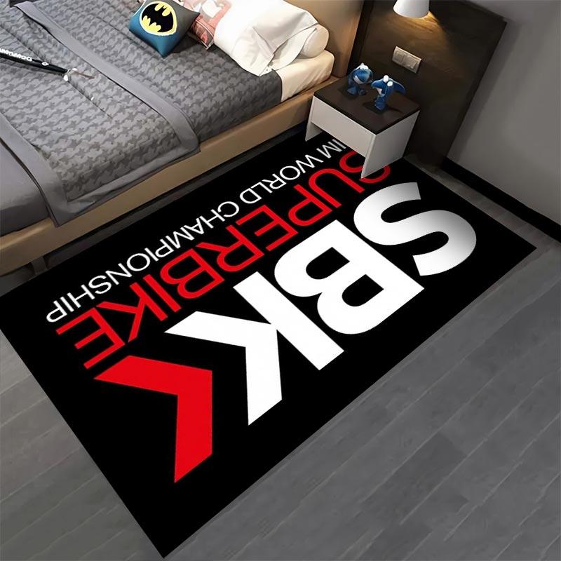 "Black Carpet with SBK Superbike Championship Logo and Red Arrow" Suitable for use as an anti-slip for living room bedroom sofas