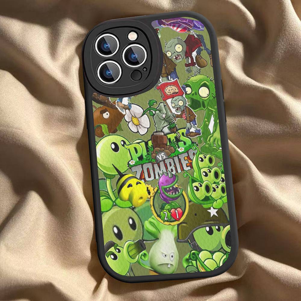 Чехол для телефона Plants vs Zombies для iPhone 16 15 14 13 Pro Max 11 12 Plus Кожаный силиконовый чехол