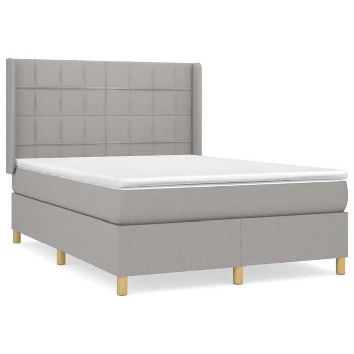 Maison Exclusive - Sommier à lattes de lit avec matelas Gris clair 140x200cm Tissu