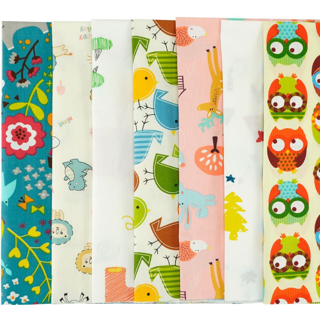 7 Owl Fabric Cute Animal Cut for Handmade 46x56cm Scraps, Design, Cloth, Crafts, Patchwork,