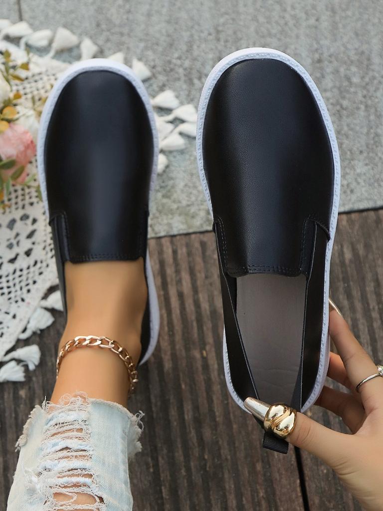 Мода Новые Осенние Женские Туфли На Плоской Подошве С Круглым Носком Для Женщин Мокасины На Платформе Без Застежек Уличные Офисные Дамские Нескользящие Однотонные Туфли